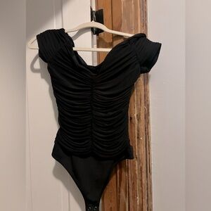 Express off shoulder ruched bodysuit